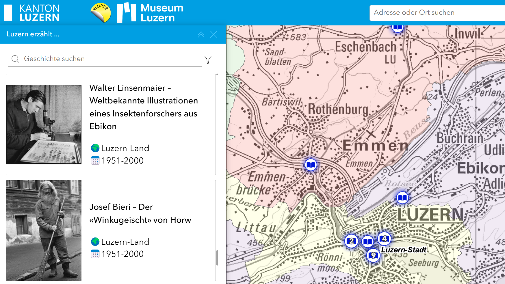 LU222: Interaktive Webkarte erzählt Luzerner Geschichten 
